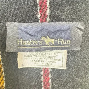 VTG Hunters Run Scarf Black‎ Acrylic Multi Stripe Fringe Made in Japan thumbnail 2