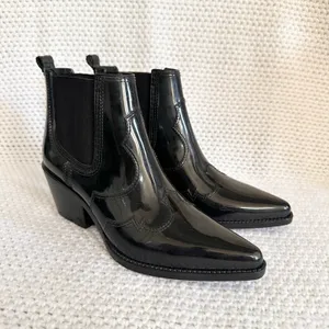 Sam Edelman Black Rubber Winona Cowboy Western Rain Ankle Boots Booties 7 thumbnail 2