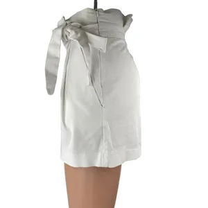 Zara Women's White High Waisted Tie Waist Paperbag Casual Mini Shorts Size XS thumbnail 2