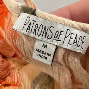 Patrons of Peace Floral Midi Dress Orange Poppy Lace Trim Rayon‎ Boho Medium thumbnail 4