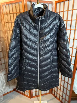 Calvin Klein Packable Down Puffer Jacket Women's XL Black Long Sleeves Full Zip thumbnail 1