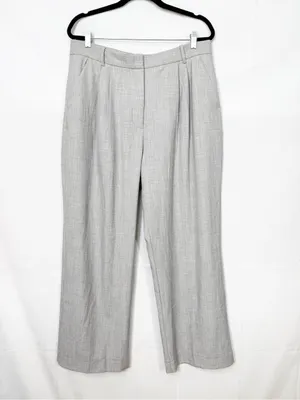 Abercrombie & Fitch Curve Love A&F Sloane Tailored Wide Leg Pant Grey Heather thumbnail 3