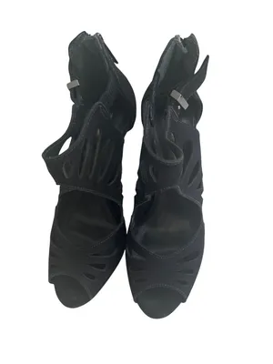SCHUTZ Black Suede Zip Sandals Heels Size 6.5 thumbnail 4