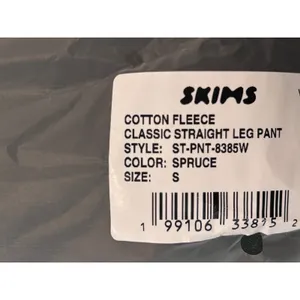 Skims Cotton Fleece Classic Straight Leg Sweatpants - Spruce, Size small NWT thumbnail 6