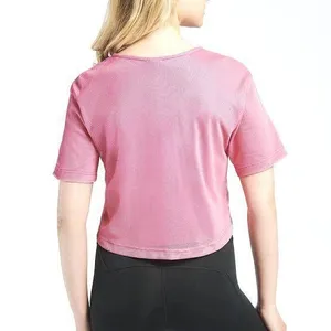 Nike Air Womens Pink Mesh‎ Overlay Crop Top XS Short Sleeve Graphic Tee thumbnail 2