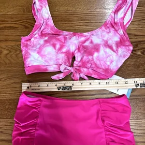 NWT Marina West Swim Sanibel Crop Swim Top and Ruched Bottoms Set in Pink‎ Small thumbnail 4