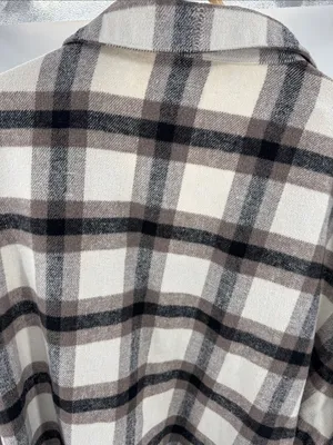 Arizona Jeans Cream black plaid button front shacket shirt jacket XXL thumbnail 4