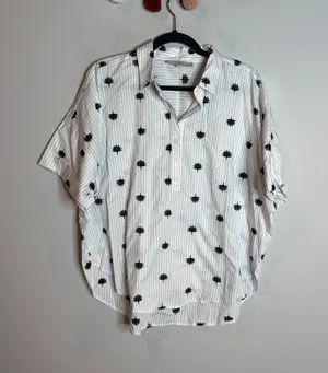 Loft patterned oversized boxy collared shirt thumbnail 1