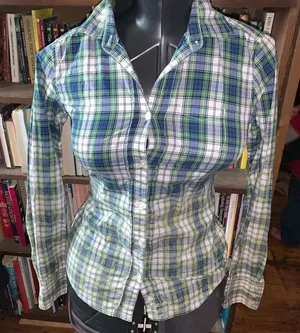 American Eagle green braid ombré faded 2 button down shirt thumbnail 1