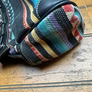 Chaps Black Faux Leather Woven Southwestern Multi Color Stripe‎ Shoulder Bag thumbnail 6