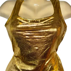 Costume Metallic Gold Cutout Tank Mini Dress for thumbnail 2