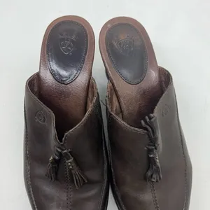 Ariat Women's Brown Leather Clogs Slip On Mules Tassels style #20926 size 7 thumbnail 11