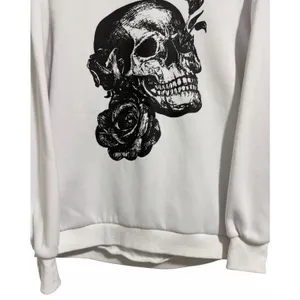 Buff Bunny Collection Sweatshirt Floral Skull Graphic White Size Medium thumbnail 5