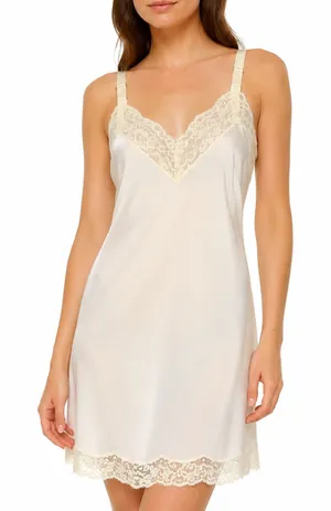 Vintage Lorraine Ivory Nylon Satin‎ Lace Slip Dress 34 Boudoir Bridal Romantic thumbnail 1