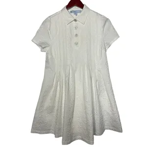Hill House Rosalind White Jacquard Rhinestone Button Collar Mini Dress XS thumbnail 2