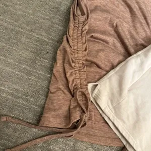 FLX Ivory Shorts Brown Ruched Side Tie Tank Cozy Athleisure Set XS thumbnail 4