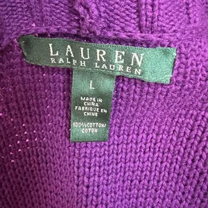 Lauren Ralph Lauren Sweater L Purple Toggle‎ Button Shawl V-Neck Knit Womens New thumbnail 10