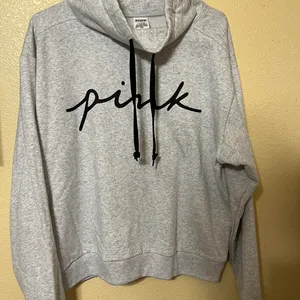 Victoria's Secret PINK Grey Drawstring Cowl Neck Sweatshirt thumbnail 1