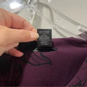 Ann Taylor Factory Purple Shift Dress Size 14 Long Balloon Sleeves Flowers‎ thumbnail 6