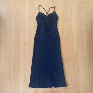 Princess Polly Treasure Bias Cut Navy Blue Satin Maxi Dress with lace detail thumbnail 3