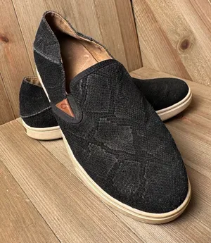 OluKai Womens 6.5 Black Snake Embossed Suede Leather Slip‎ On Loafers Shoes thumbnail 1