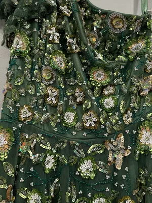 Mac Duggal 6159 Green One Shoulder Embellished A Line Gown sz 4 thumbnail 6