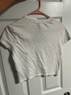 Divided H&M Crop Top White Short Sleeve Graphic Hollywood S Tee thumbnail 4