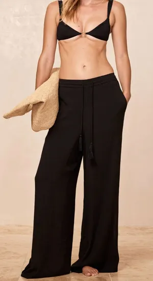 MONDAY‎ SWIMWEAR Tahiti Wide Leg Beach Pant Black Medium thumbnail 1