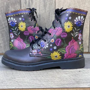 Yes We Vibe Flower Unisex Chelsea Combat Boots Sz 11.5 thumbnail 5
