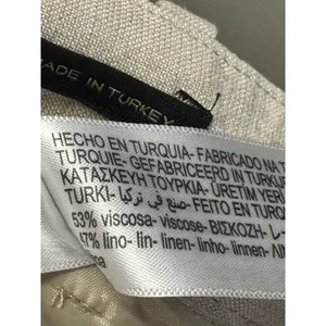 Massimo Dutti Cargo Pants Womens 6 Tan Linen Blend Wide Leg Trousers Utility thumbnail 6