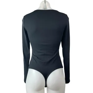 Abercrombie & Fitch Black Long Sleeve Corset Bustier Thong Bodysuit Top Size S thumbnail 2