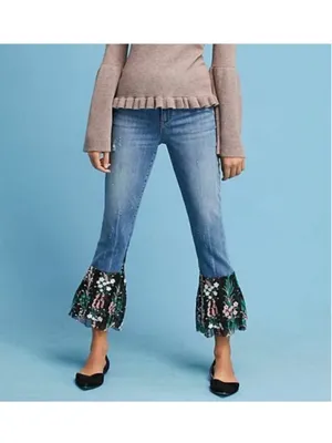 Anthropologie Pilcro & The Letterpress Floral Hem Jeans thumbnail 4