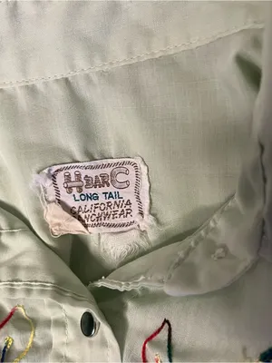 H BAR C Ranchwear California Western Shirt Green Embroidered Vintage 1970’s thumbnail 6