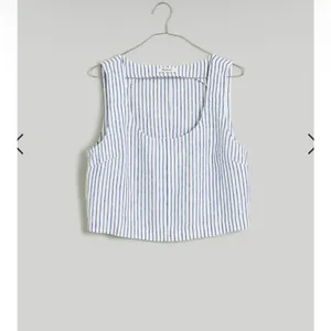 Madewell Scoopneck Crop Tank in 100% Linen in Bluestone Size 2 NWT thumbnail 6