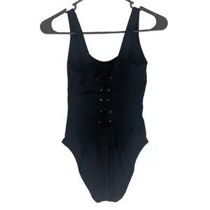 California Sunshine‎ Women's Size Medium Pineapple Print Black Swimsuit thumbnail 6
