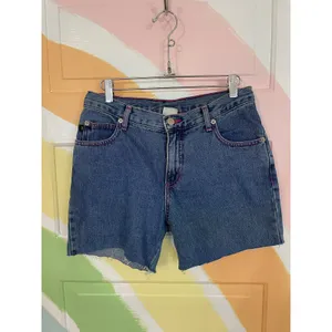 Playboy Bunny Denim Cutoff Shorts Pink Stitch Y2K Made USA Womens 7 thumbnail 3