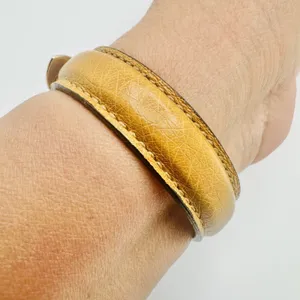 Gucci Brown Gold Belt Motif Leather Fashion Bracelet Jewelry Italian Designer thumbnail 6
