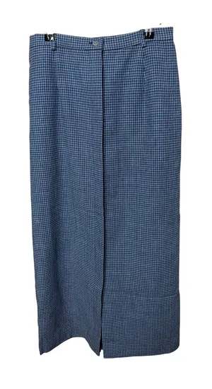 Pendleton Blue Gingham Linen Blend Button Front Maxi Skirt Womens 6‎ High Waist thumbnail 1