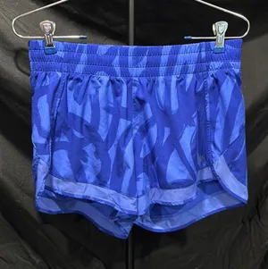 Athleta Royal Blue Patterned Women's Athletic Shorts thumbnail 1