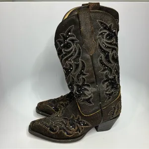 Corral sequin inlay‎ brown suede boots size 7 thumbnail 2