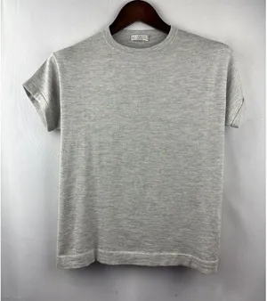 Women’s Brunello Cucinelli Small Light Heather Grey Sparkly Cashmere Shirt thumbnail 1