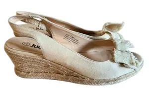 Judith Rosie Natural Canvas Espadrille Platform Wedge Slingback Sandals 7.5M thumbnail 1