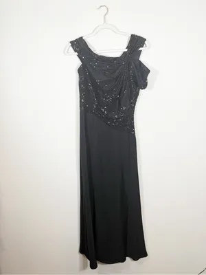 Tadashi Shoji Vesta Black Sequin Bodice Maxi Dress Size 6 thumbnail 3