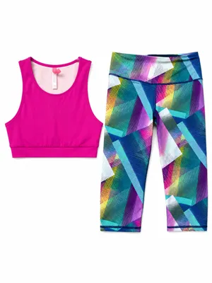 Victoria's Secret Set | NWOT Hot Pink Sports Bra & Geometric Crop Leggings (S) thumbnail 3