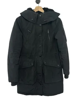 BCBG Black Parka XS Faux Fur Hood Quilted Winter Coat Gorpcore Outdoors Jacket thumbnail 1