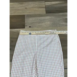 Alex Marie Pants Size 4 White Pink Gingham Lightweight Flare Leg Side Zip thumbnail 4