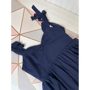 NWOT Lulus Radiant Charisma Navy Chiffon Ruched Tie-Strap Maxi Dress Holiday L thumbnail 6