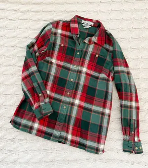 Duluth Trading Co Red & Green Plaid Button thumbnail 1