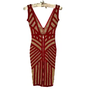 HOUSE OF CB London Genevieve Crimson Bandage And Beige Mesh‎ Dress thumbnail 5