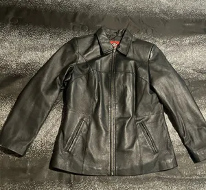 Womens M Marc Mattis Black Genuine Leather Minimalist Moto Full Zip Jacket thumbnail 1